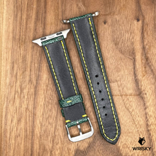 Load image into Gallery viewer, #849 (Suitable for Apple Watch) Emerald Green Ostrich Leg Leather Watch Strap with Yellow Stitches