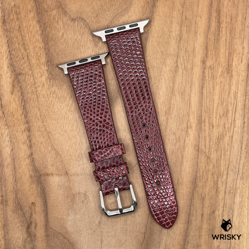 #1043 (Suitable for Apple Watch) Wine Red Lizard Leather Strap