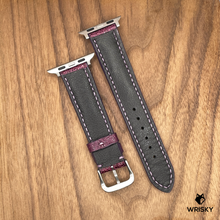 Load image into Gallery viewer, #942 (Suitable for Apple Watch) Mulberry Purple Ostrich Leg Leather Watch Strap with Purple Stitches