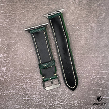 Load image into Gallery viewer, #558 (Suitable for Apple Watch) Dark Green Hornback Crocodile Leather Watch Strap with Cream Stitches