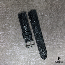 Load image into Gallery viewer, #449 20/18mm Black Hornback Crocodile Leather Watch Strap with Black Stitches