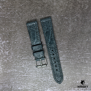#423 19/16mm Grey Ostrich Leg Leather Watch Strap with Grey Stitches