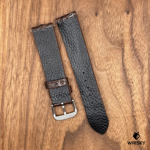 #715 (Quick Release Spring Bar) 20/18mm Dark Brown Hornback Crocodile Leather Watch Strap
