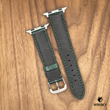 Load image into Gallery viewer, #943 (Suitable for Apple Watch) Green Crocodile Belly Leather Watch Strap with Green Stitches