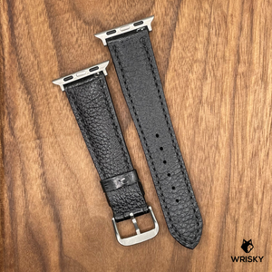 #685 (Suitable for Apple Watch) Black Crocodile Leather Watch Strap with Black Stitches