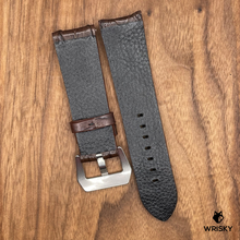 Load image into Gallery viewer, #716 24/22mm Dark Brown Double Row Hornback Crocodile Leather Watch Strap