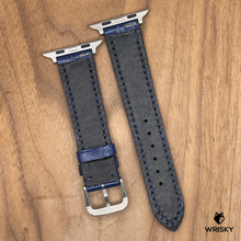 Load image into Gallery viewer, #1045 (Suitable for Apple Watch) Blue Crocodile Belly Leather Watch Strap with Dark Blue Stitches
