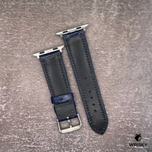 Load image into Gallery viewer, #562 (Suitable for Apple Watch) Blue Crocodile Belly Leather Watch Strap with Blue Stitches