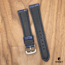 Load image into Gallery viewer, #1028 (Quick Release Spring Bar) 20/16mm Blue Crocodile Belly Leather Watch Strap with Blue Stitches