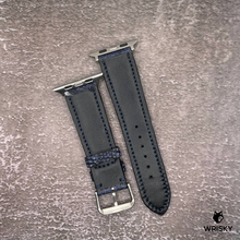 Load image into Gallery viewer, #564 (Suitable for Apple Watch) Nuback Dark Blue Ostrich Leg Leather Watch Strap with Blue Stitches