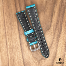 Load image into Gallery viewer, #968 20/16mm Turquoise Crocodile Belly Leather Watch Strap with Cream Stitches