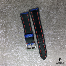 Load image into Gallery viewer, #475 20/16mm Royal Blue Ostrich Leg Leather Watch Strap with Red Stitches