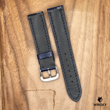 Load image into Gallery viewer, #915 (Quick Release Spring Bar) 20/18mm Blue Crocodile Belly Leather Watch Strap with Blue Stitches