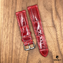 Load image into Gallery viewer, #827 (Quick Release Spring Bar) 22/20mm Gloss Red Crocodile Belly Leather Watch Strap