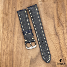 Load image into Gallery viewer, #950 (Quick Release Spring Bar) 20/18mm Dark Blue Crocodile Belly Leather Watch Strap with Cream Stitches