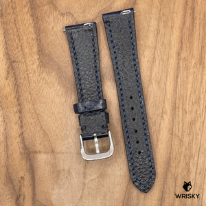 #1030 (Quick Release Springbar) 20/16mm Dark Blue Crocodile Leather Watch Strap with Dark Blue Stitches