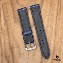 Load image into Gallery viewer, #1031 (Quick Release Spring Bar) 20/18mm Blue Crocodile Belly Leather Watch Strap with Dark Blue Stitches