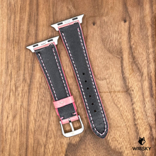 Load image into Gallery viewer, #787 (Suitable for Apple Watch) Light Pink Crocodile Belly Leather Watch Strap with Light Pink Stitches