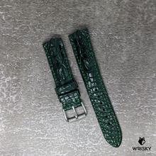 Load image into Gallery viewer, #448 20/18mm Dark Green Hornback Crocodile Leather Strap with Green Stitches
