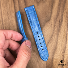 Load image into Gallery viewer, #970 20/18mm Sky Blue Crocodile Belly Leather Watch Strap with Sky Blue Stitches