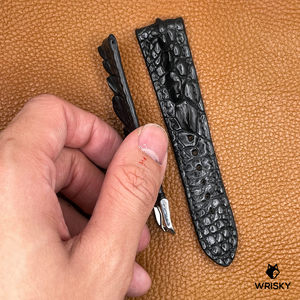 #747 22/18mm Black Hornback Crocodile Leather Watch Strap