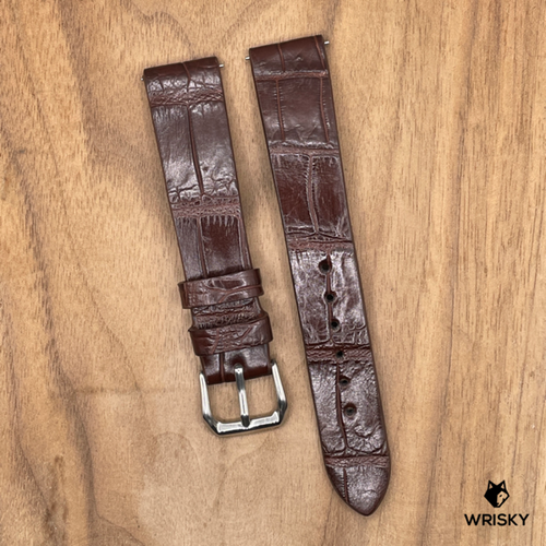 #1048 (Quick Release Spring Bar) 18/16mm Dark Brown Crocodile Belly Leather Watch Strap
