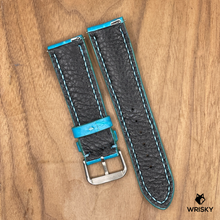 Load image into Gallery viewer, #999 (Quick Release Spring Bar) 22/20mm Sky Blue Crocodile Belly Leather Watch Strap with Blue Stitches