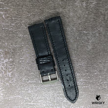 Load image into Gallery viewer, #459 22/20mm Black hornback Crocodile Leather Watch Strap with Black Stitch