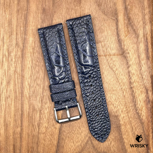 #828 (Quick Release Spring Bar) 22/20mm Deep Sea Blue Ostrich Leg Leather Watch Strap