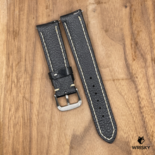 Load image into Gallery viewer, #951 (Quick Release Spring Bar) 20/18mm Black Crocodile Belly Leather Watch Strap with Cream Stitches