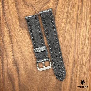 #647 (Quick Release Spring Bar) 20/18mm Grey Ostrich Leg Leather Watch Strap with Grey Stitches