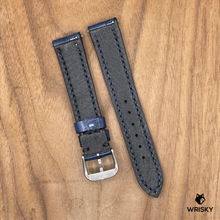 Load image into Gallery viewer, #1050 (Quick Release Spring Bar) 18/16mm Blue Crocodile Belly Leather Watch Strap with Blue Stitches