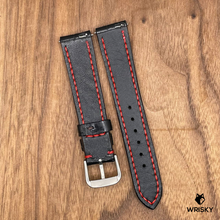 Load image into Gallery viewer, #799 (Quick Release Spring Bar) 18/16mm Black Crocodile Leather Watch Strap with Red Stitches