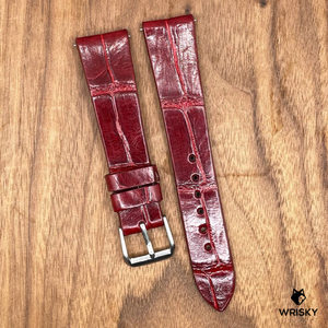 #858 (Quick Release Spring Bar) 19/16mm Wine Red Crocodile Belly Leather Watch Strap