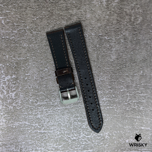 #416 19/16mm Dark Brown Crocodile Belly Leather Watch Strap with Brown Stitches