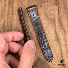 Load image into Gallery viewer, #799 (Quick Release Spring Bar) 18/16mm Black Crocodile Leather Watch Strap with Red Stitches