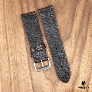 #981 22/20mm Dark Brown Crocodile Belly Leather Watch Strap with Dark Brown Stitches