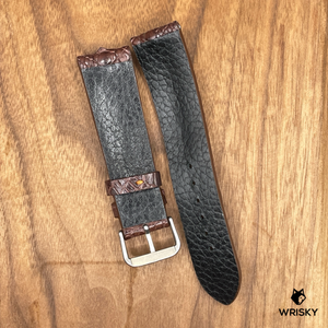 #868 22/20mm Dark Brown Hornback Crocodile Leather Watch Strap