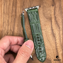 Load image into Gallery viewer, #694 (Suitable for Apple Watch) Dark Green Double Row Hornback Crocodile Leather Strap