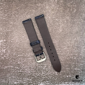 #618 (Quick Release Spring Bar) 18/16mm Deep Sea Blue Ostrich Leg Leather Watch Strap