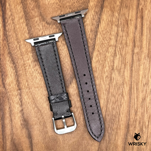 #756 (Suitable for Apple Watch) Black Crocodile Leather Watch Strap with Black Stitches