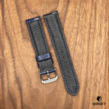 Load image into Gallery viewer, #637 20/18mm (Quick Release Spring Bar) Blue Crocodile Belly Watch Strap with Blue Stitches