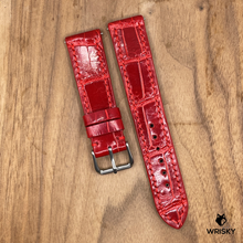 Load image into Gallery viewer, #953 (Quick Release Spring Bar) 20/18mm Red Crocodile Belly Leather Watch Strap with Red Stitches