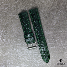 Load image into Gallery viewer, #450  *Custom Made* 20/18mm Dark Green Hornback Crocodile Leather Watch Strap with Dark Green Stitches