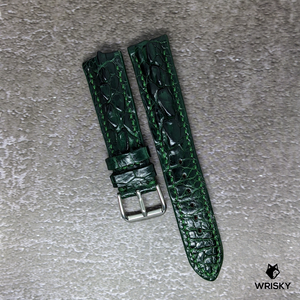 #450  *Custom Made* 20/18mm Dark Green Hornback Crocodile Leather Watch Strap with Dark Green Stitches