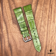 Load image into Gallery viewer, #722 (Quick Release Spring Bar) 20/16mm Olive Green Crocodile Belly Leather Watch Strap
