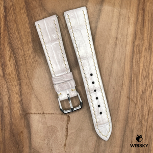 #912 (Quick Release Spring Bar) 20/16mm Himalayan Crocodile Belly Leather Watch Strap with Cream Stitches