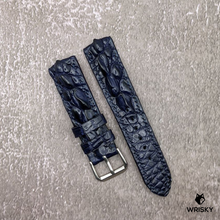 Load image into Gallery viewer, #490 20/18mm Dark Blue Hornback Crocodile Leather Watch Strap with Blue Stitches