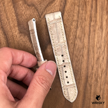 Load image into Gallery viewer, #728 (Quick Release Spring Bar) 20/18mm Himalayan Crocodile Belly Leather Watch Strap with Cream Stitches
