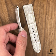 Load image into Gallery viewer, #869 22/20mm Himalayan Crocodile Belly Leather Watch Strap with Cream Stitches